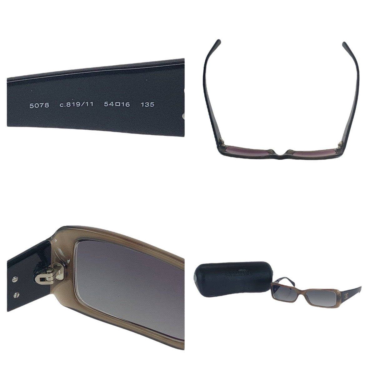 16339
CHANEL シャネル ヴィンテージ ココマーク グレー ブラック シルバー金具 プラスチック 54□16 135 サングラスフレーム スクエア  メンズ