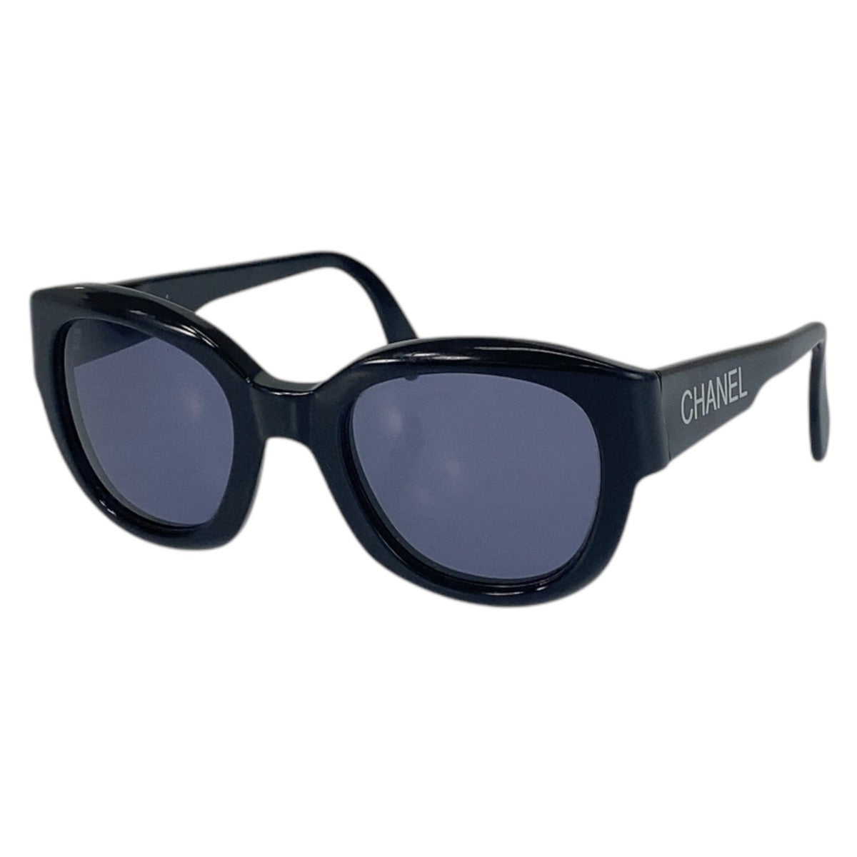 16340
CHANEL シャネル ヴィンテージ ブラック 黒 ゴールド金具 プラスチック LY 05247 94305 サングラス 男女兼用 ウェリントン レディース AB29