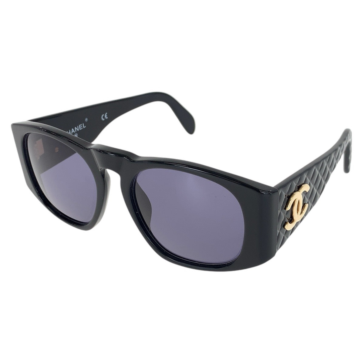 16341
CHANEL シャネル マトラッセ ココマーク ブラック 黒 ゴールド金具 プラスチック 01450 94305 サングラス 男女兼用 ウェリントン  レディース