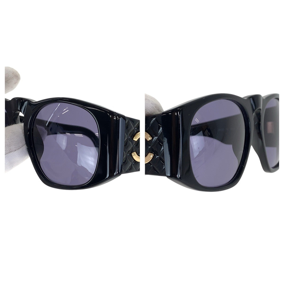 16341
CHANEL シャネル マトラッセ ココマーク ブラック 黒 ゴールド金具 プラスチック 01450 94305 サングラス 男女兼用 ウェリントン  レディース