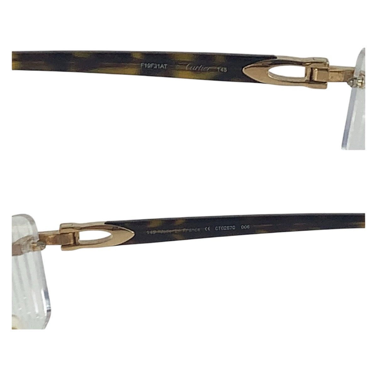 16342
CARTIER カルティエ 琥珀柄 ブラウン ゴールド金具 プラスチック / メタル F19F31AT 145 CT02870 006 メガネ 男女兼用  メンズ