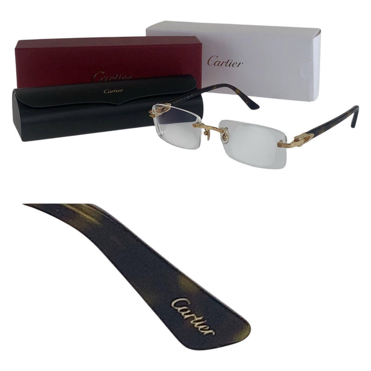 16342
CARTIER カルティエ 琥珀柄 ブラウン ゴールド金具 プラスチック / メタル F19F31AT 145 CT02870 006 メガネ 男女兼用  メンズ