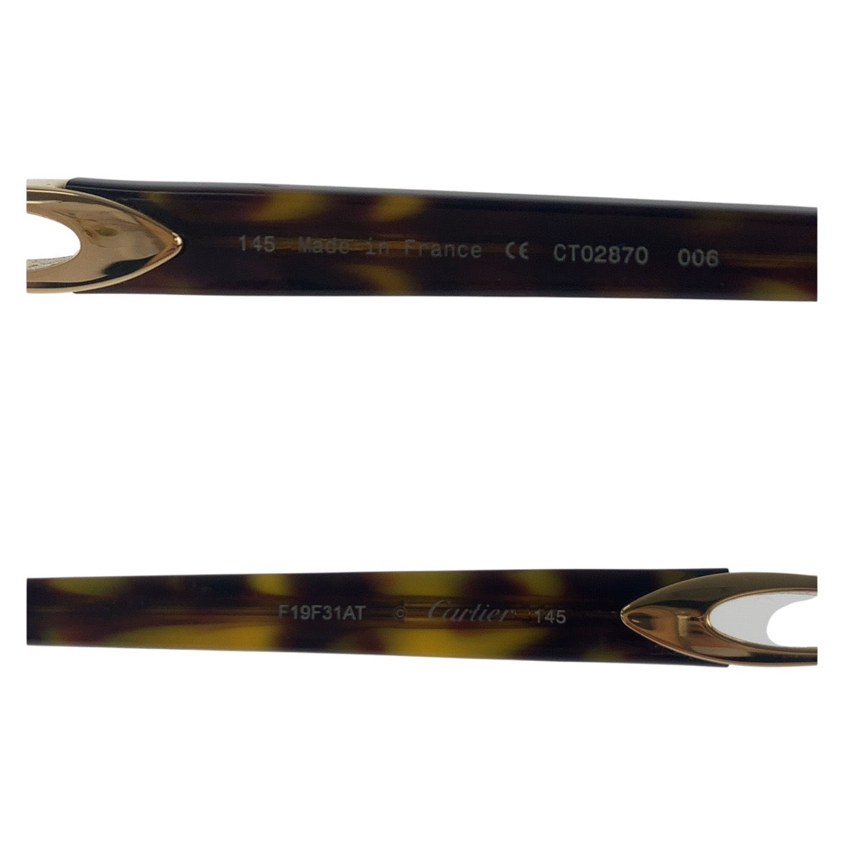 16342
CARTIER カルティエ 琥珀柄 ブラウン ゴールド金具 プラスチック / メタル F19F31AT 145 CT02870 006 メガネ 男女兼用  メンズ