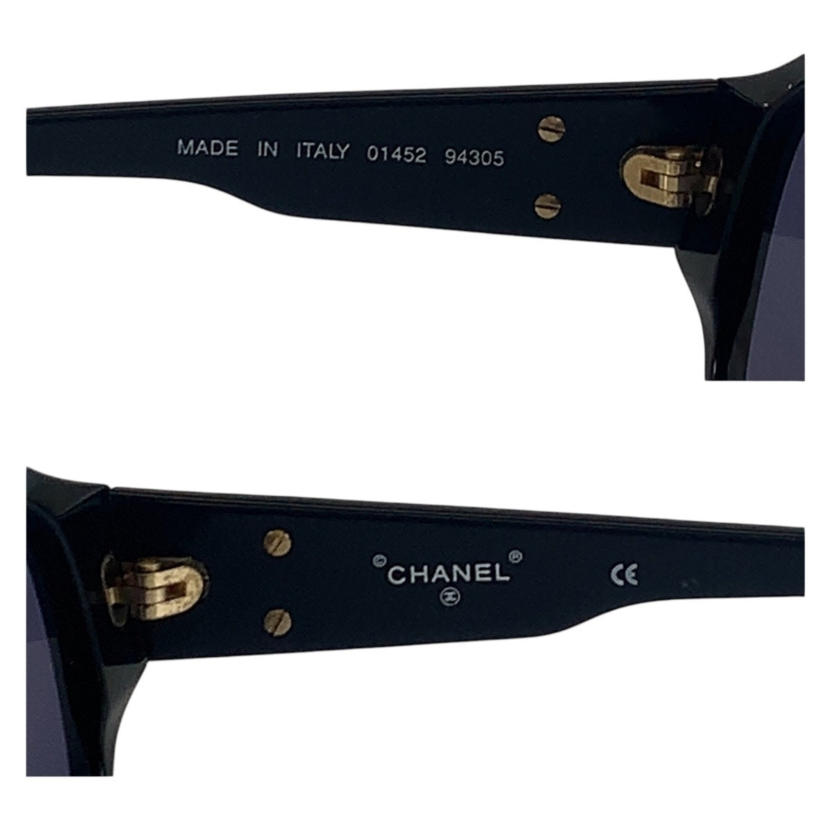 16343
CHANEL シャネル ココマーク ブラック 黒 ゴールド金具 プラスチック 01452 94305 サングラス 男女兼用 スクエア  レディース A26