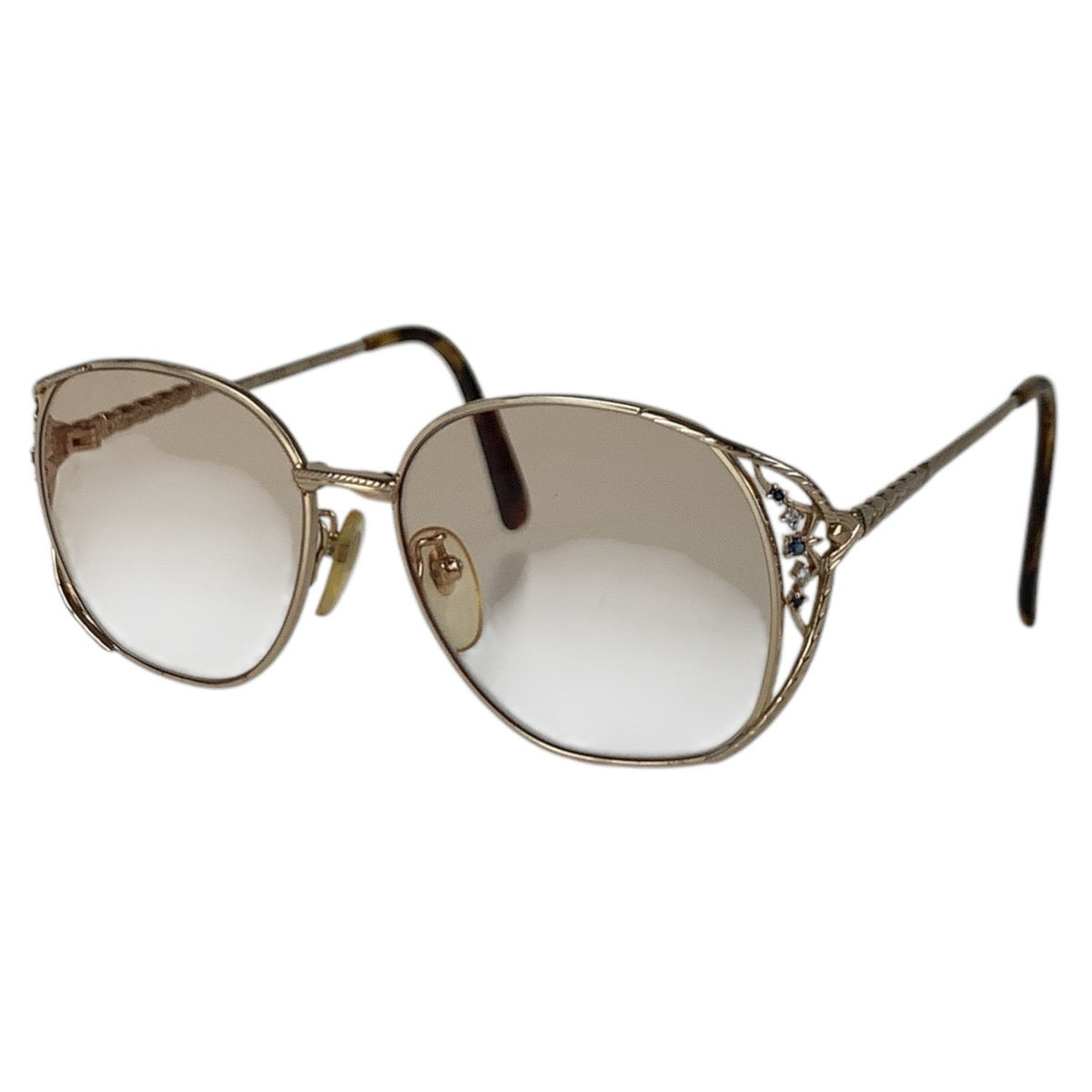 16345
FENDI フェンディ クリア ゴールド金具 ガラス / メタル / ラインストーン FE-9401 54□15-135 メガネフレーム  レディース AB10