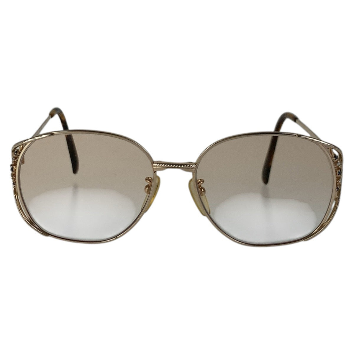 16345
FENDI フェンディ クリア ゴールド金具 ガラス / メタル / ラインストーン FE-9401 54□15-135 メガネフレーム  レディース AB10