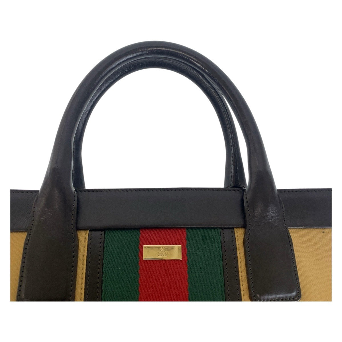 16352
GUCCI グッチ シェリーライン ベージュ ブラウン キャンバス / レザー 002 1121 トートバッグ  レディース