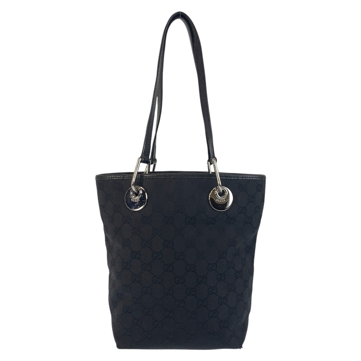 16354
GUCCI グッチ ブラック 黒 シルバー金具 GGキャンバス / レザー 120840 トートバッグ ショルダーバッグ  レディース AB22