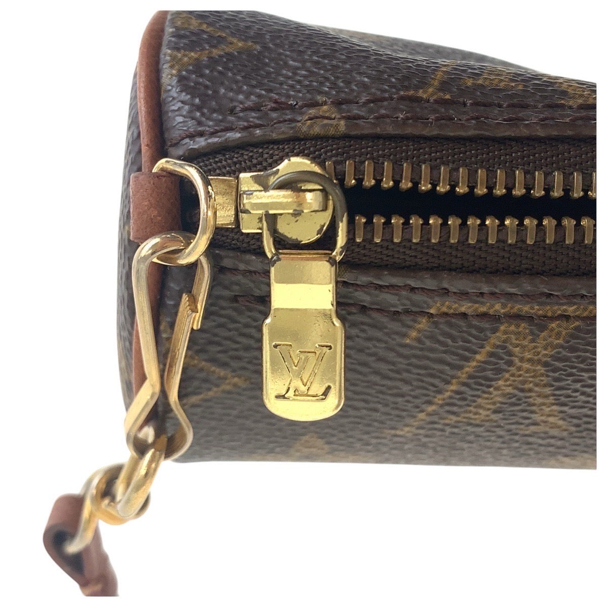 16362
LOUIS VUITTON ルイヴィトン モノグラム パピヨン ポーチのみ ブラウン ゴールド金具 PVC / レザー M51365 ポーチ アクセサリーポーチ  レディース