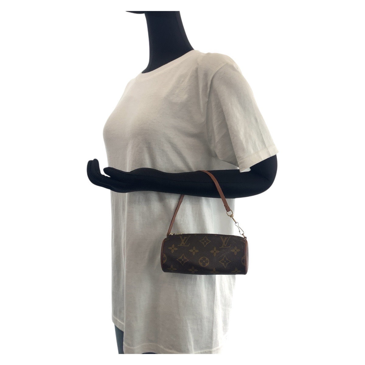 16362
LOUIS VUITTON ルイヴィトン モノグラム パピヨン ポーチのみ ブラウン ゴールド金具 PVC / レザー M51365 ポーチ アクセサリーポーチ  レディース