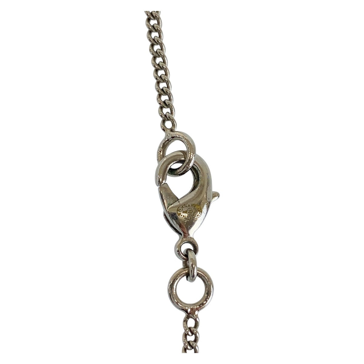 16363
CHANEL シャネル ココマーク シルバー 銀 メッキ / ラインストーン ネックレス  レディース