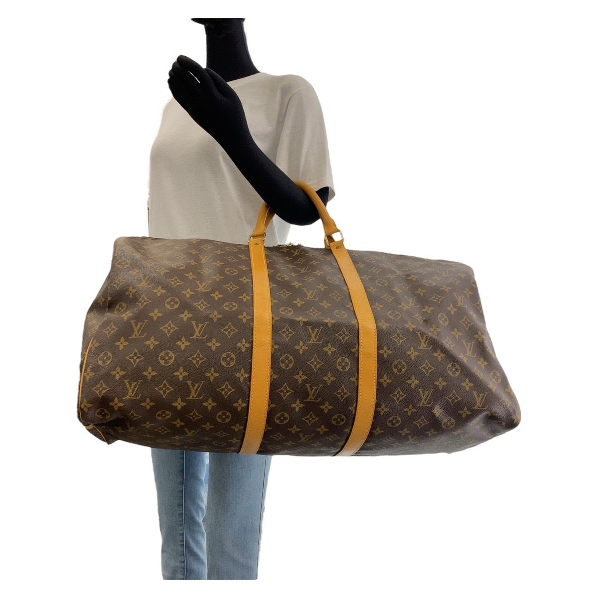 16365
LOUIS VUITTON ルイヴィトン モノグラム キーポル バンドリエール 60 ブラウン ゴールド金具 PVC / レザー M41412 ボストンバッグ 男女兼用  レディース