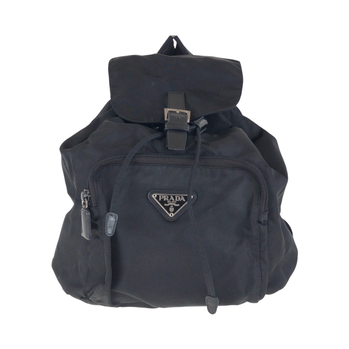 16368
PRADA プラダ テスート 三角ロゴプレート ブラック 黒 シルバー金具 ナイロン / レザー リュック・デイパック バックパック  レディース ABP39