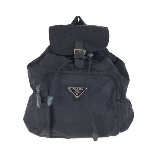 16368
PRADA プラダ テスート 三角ロゴプレート ブラック 黒 シルバー金具 ナイロン / レザー リュック・デイパック バックパック  レディース ABP39