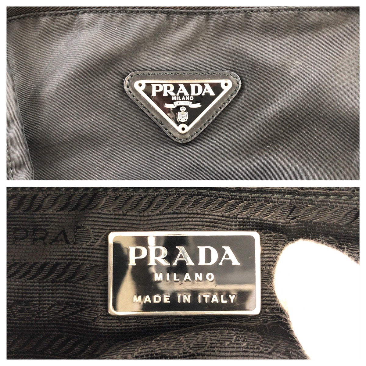 16368
PRADA プラダ テスート 三角ロゴプレート ブラック 黒 シルバー金具 ナイロン / レザー リュック・デイパック バックパック  レディース