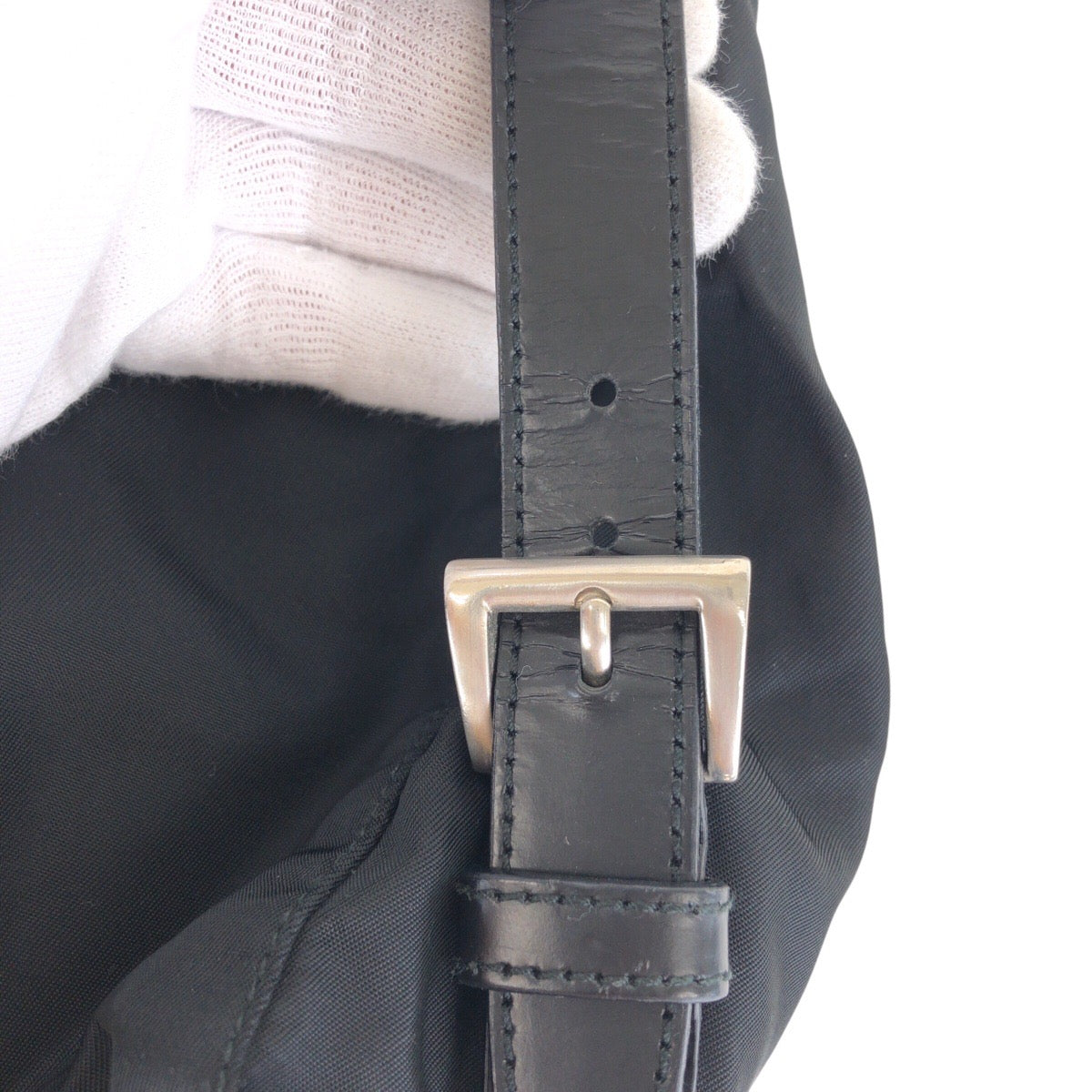 16368
PRADA プラダ テスート 三角ロゴプレート ブラック 黒 シルバー金具 ナイロン / レザー リュック・デイパック バックパック  レディース ABP39