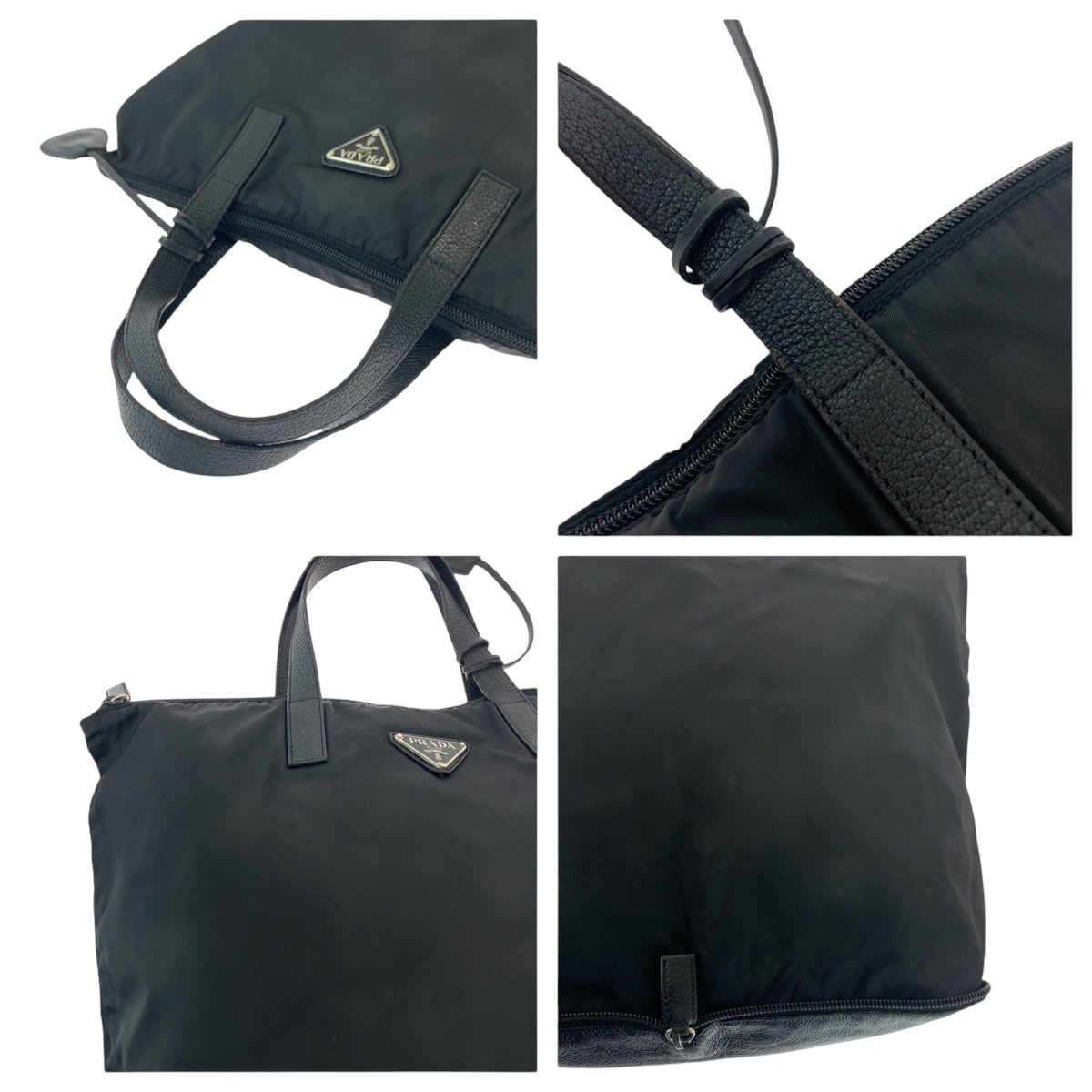 16369
PRADA プラダ パッカブル ブラック 黒 シルバー金具 ナイロン 折り畳み トートバッグ エコバッグ  レディース