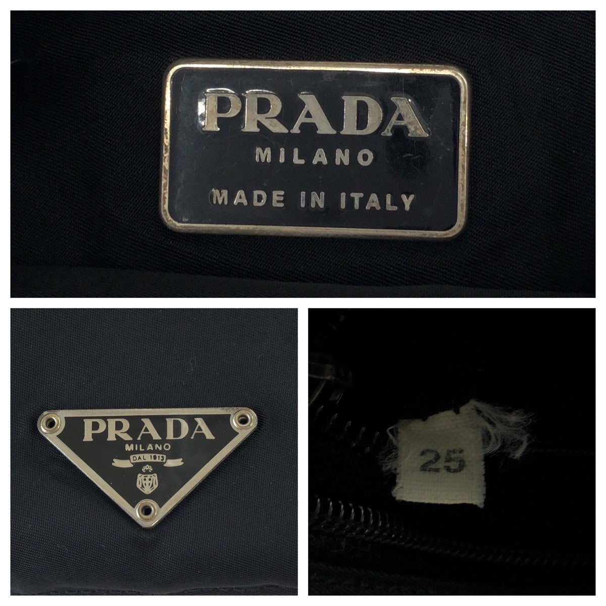 16370
PRADA プラダ テスート 三角ロゴプレート ブラック 黒 シルバー金具 ナイロン ショルダーバッグ サコッシュ  メンズ AB24