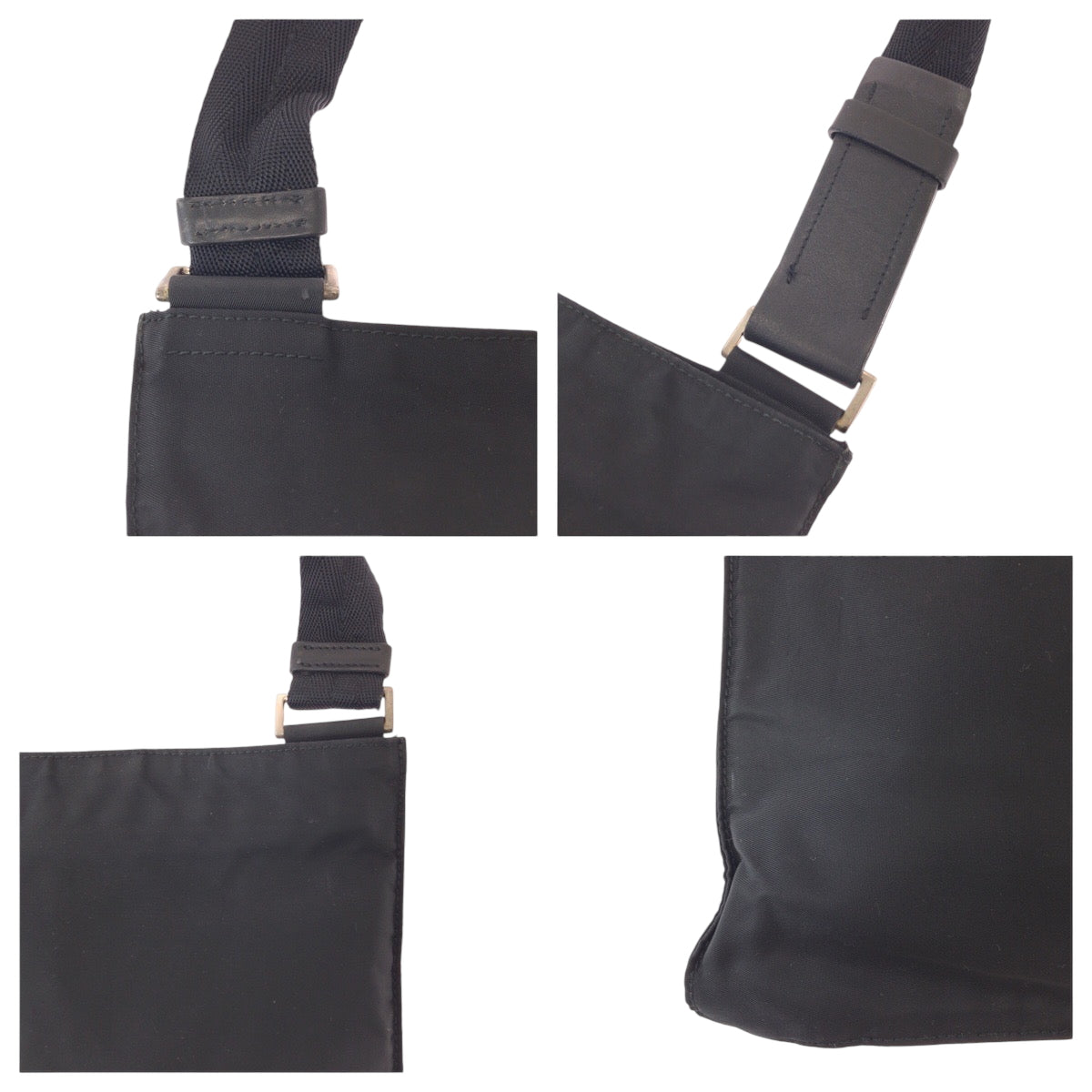 16370
PRADA プラダ テスート 三角ロゴプレート ブラック 黒 シルバー金具 ナイロン ショルダーバッグ サコッシュ  メンズ AB24
