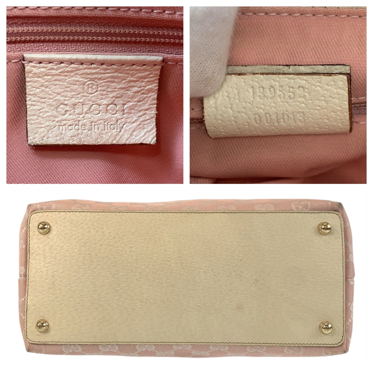 16372
GUCCI グッチ ピンク ホワイト ゴールド金具 GGキャンバス / レザー 139552 トートバッグ ショルダーバッグ  レディース AB30
