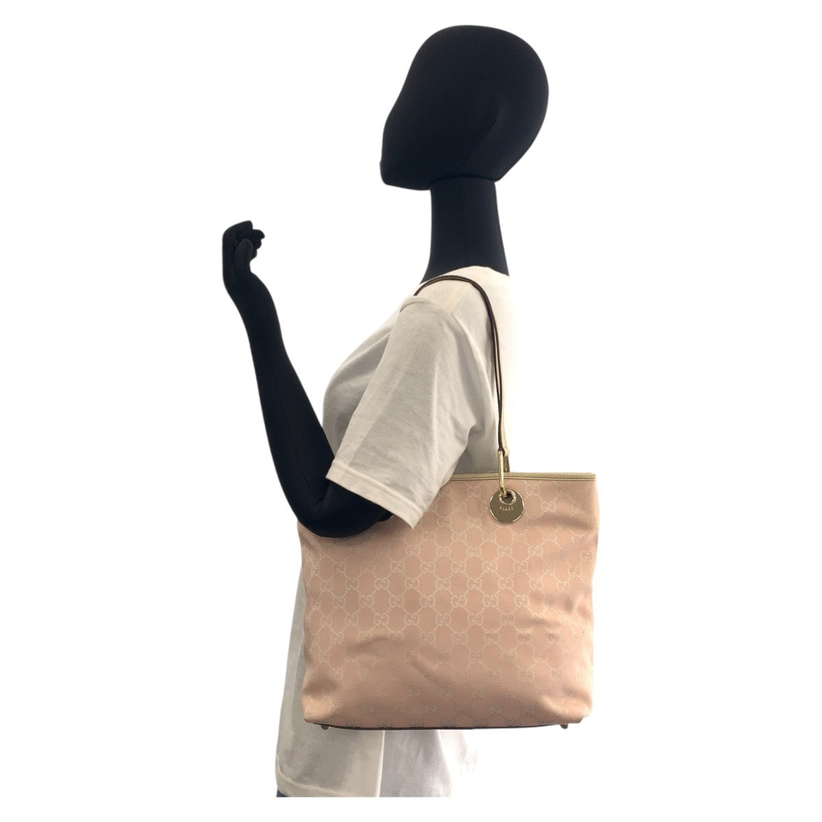 16372
GUCCI グッチ ピンク ホワイト ゴールド金具 GGキャンバス / レザー 139552 トートバッグ ショルダーバッグ  レディース AB30