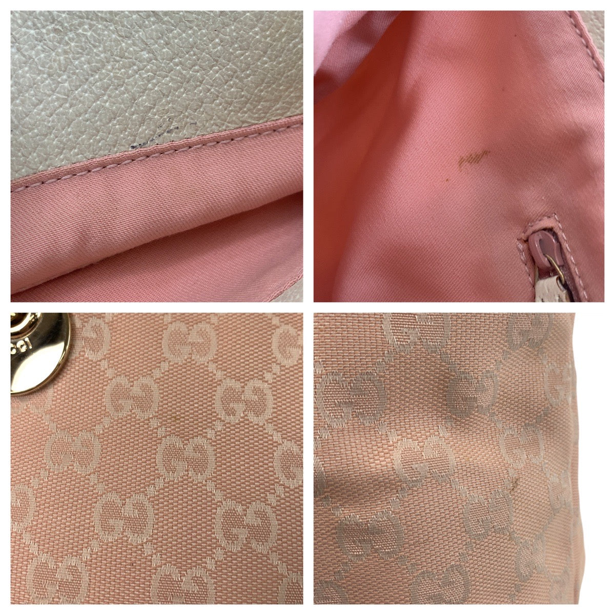 16372
GUCCI グッチ ピンク ホワイト ゴールド金具 GGキャンバス / レザー 139552 トートバッグ ショルダーバッグ  レディース AB30