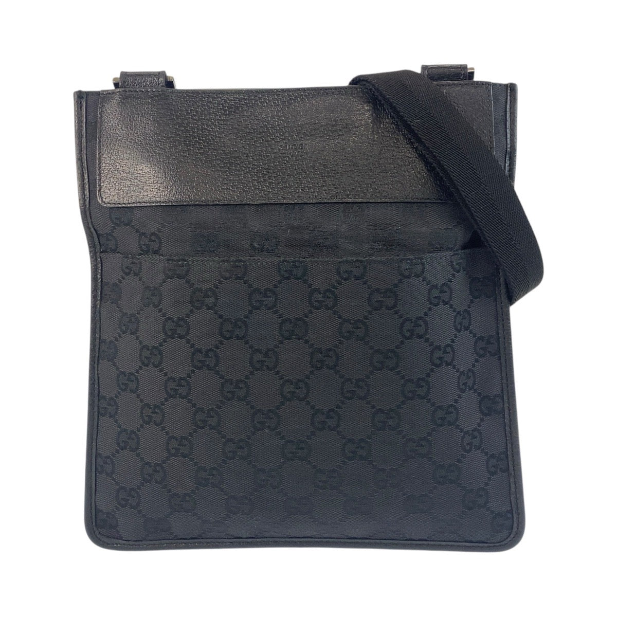 16373
GUCCI グッチ ブラック 黒  GGキャンバス / レザー 27639 ショルダーバッグ ポシェット  レディース ABP35