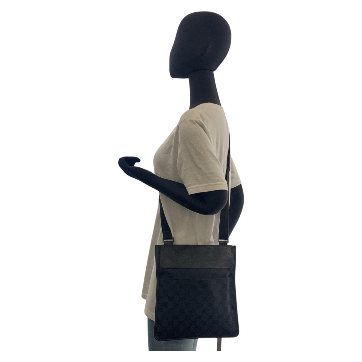 16373
GUCCI グッチ ブラック 黒  GGキャンバス / レザー 27639 ショルダーバッグ ポシェット  レディース ABP35