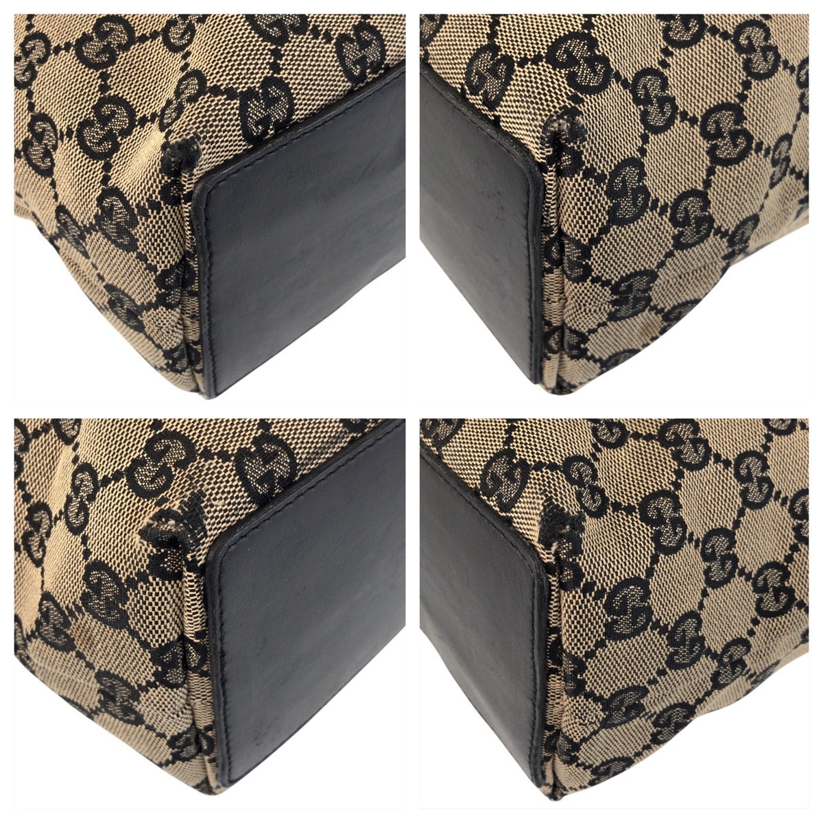 16375
GUCCI グッチ ベージュ ブラック 黒 ゴールド金具 GGキャンバス / レザー 002 1099 トートバッグ ショルダーバッグ  レディース