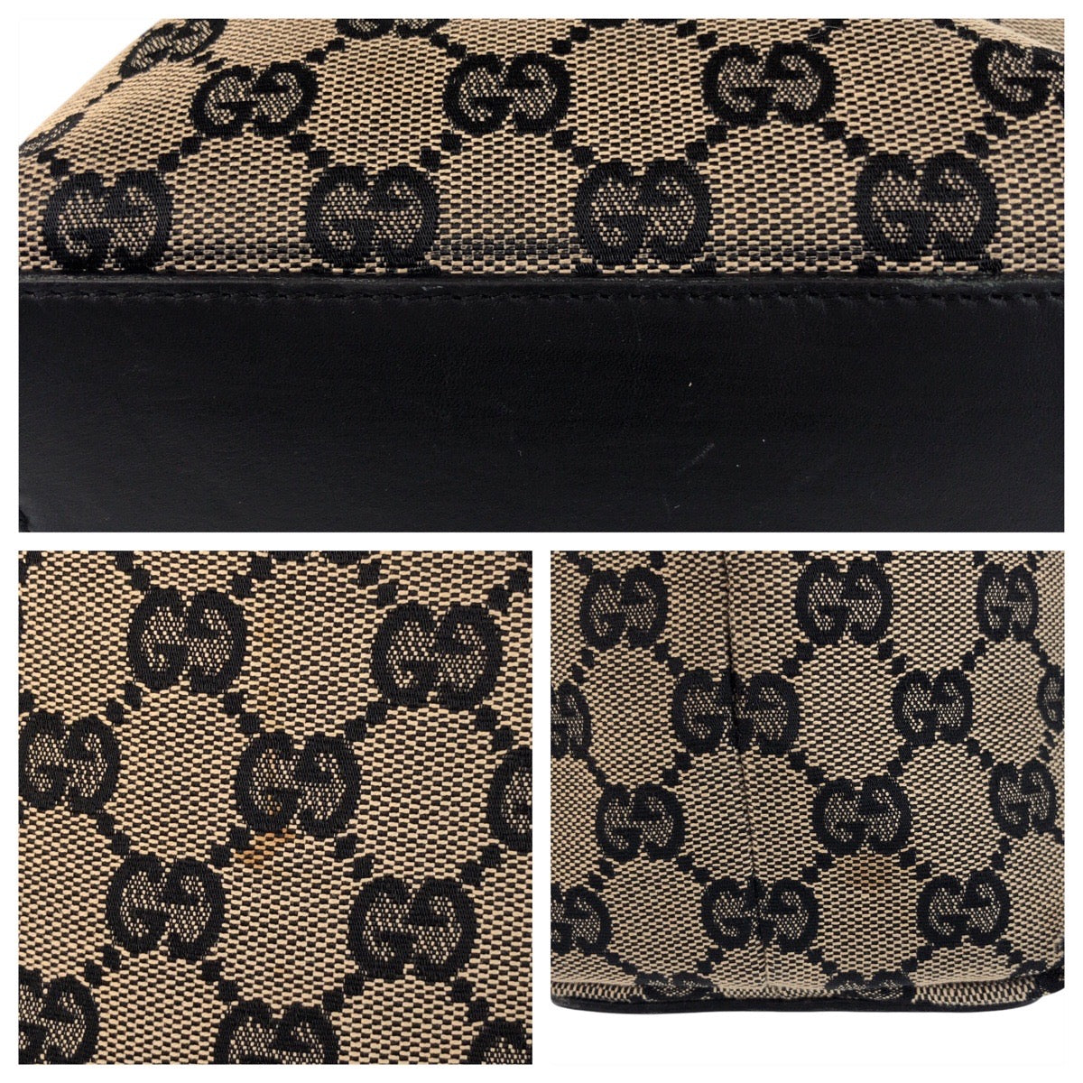 16375
GUCCI グッチ ベージュ ブラック 黒 ゴールド金具 GGキャンバス / レザー 002 1099 トートバッグ ショルダーバッグ  レディース