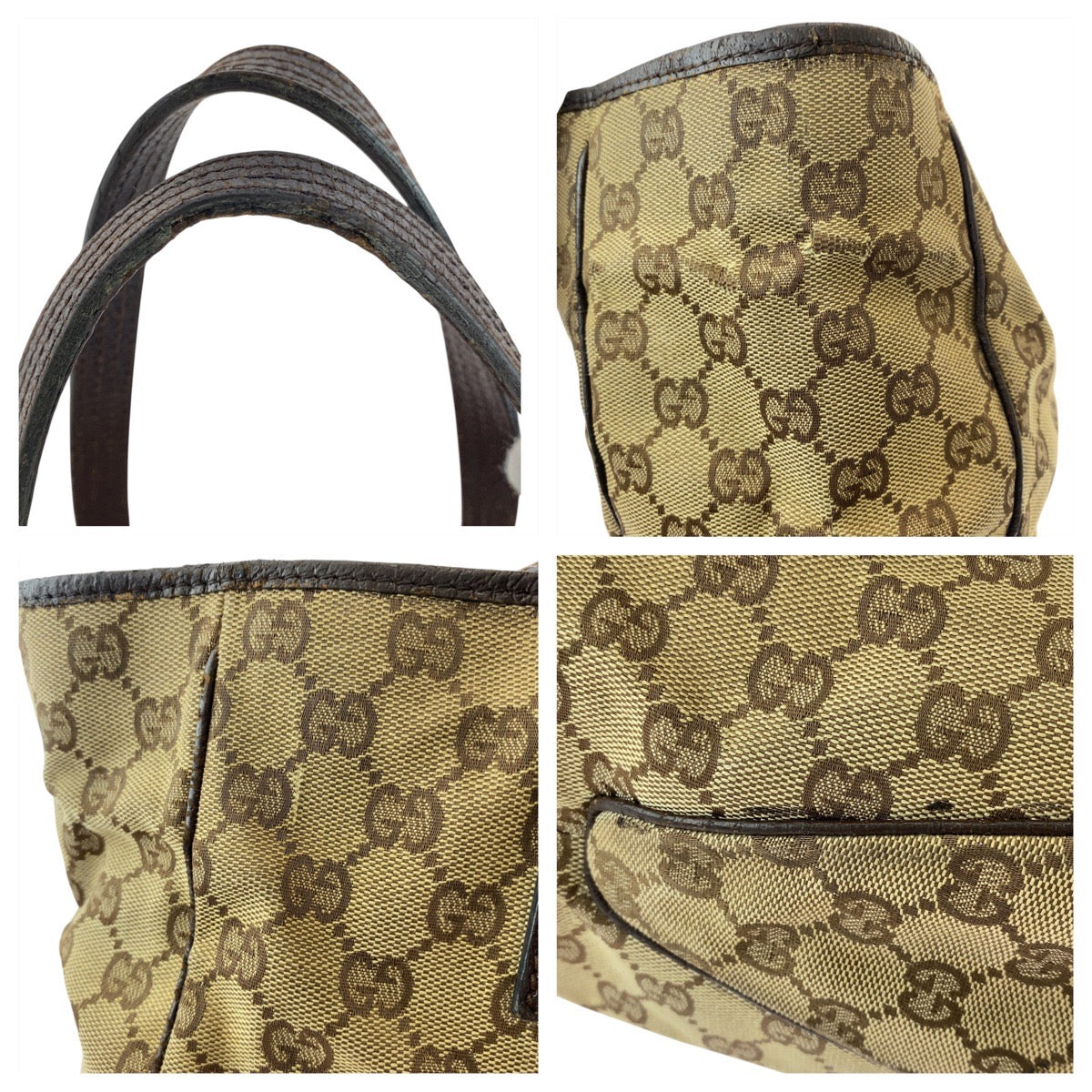 16376
GUCCI グッチ ベージュ ブラウン GGキャンバス / レザー 113017 トートバッグ ショルダーバッグ  レディース B10