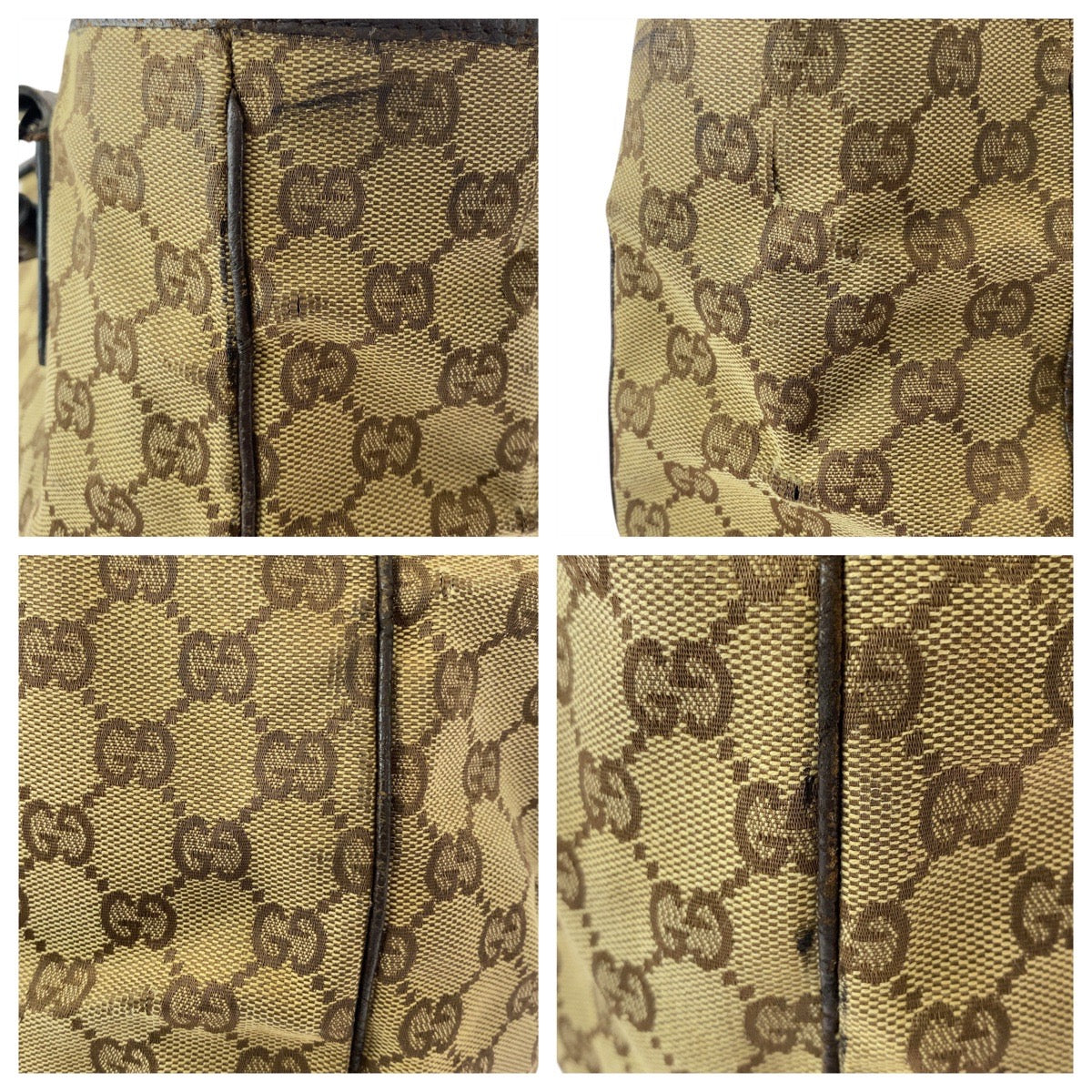 16376
GUCCI グッチ ベージュ ブラウン GGキャンバス / レザー 113017 トートバッグ ショルダーバッグ  レディース B10