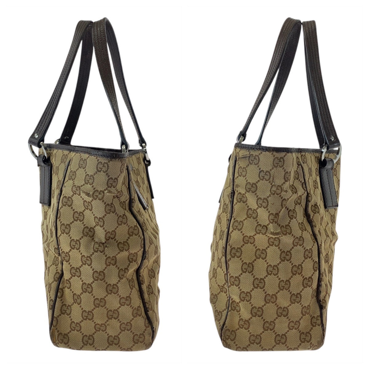 16376
GUCCI グッチ ベージュ ブラウン GGキャンバス / レザー 113017 トートバッグ ショルダーバッグ  レディース B10