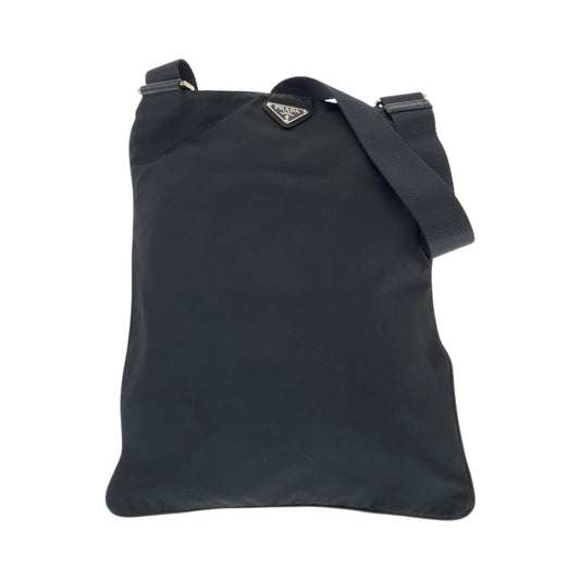 16378
PRADA プラダ テスート 三角ロゴプレート 男女兼用 ブラック 黒 シルバー金具 ナイロン ショルダーバッグ ポシェット  レディース