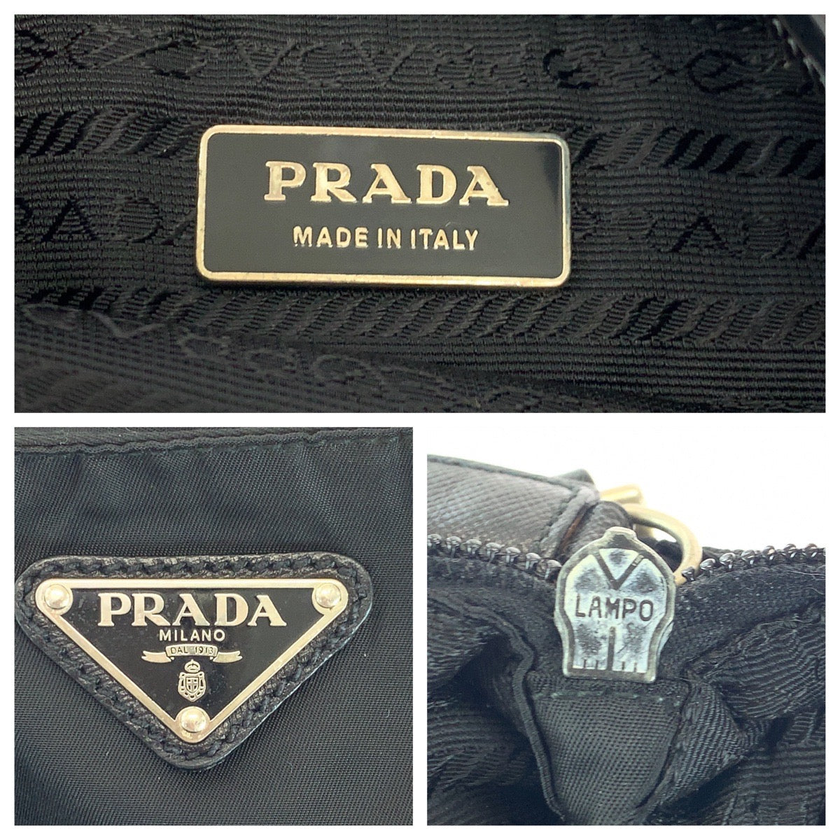 16378
PRADA プラダ テスート 三角ロゴプレート 男女兼用 ブラック 黒 シルバー金具 ナイロン ショルダーバッグ ポシェット  レディース