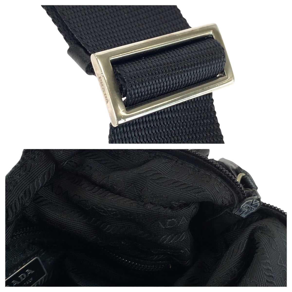 16378
PRADA プラダ テスート 三角ロゴプレート 男女兼用 ブラック 黒 シルバー金具 ナイロン ショルダーバッグ ポシェット  レディース