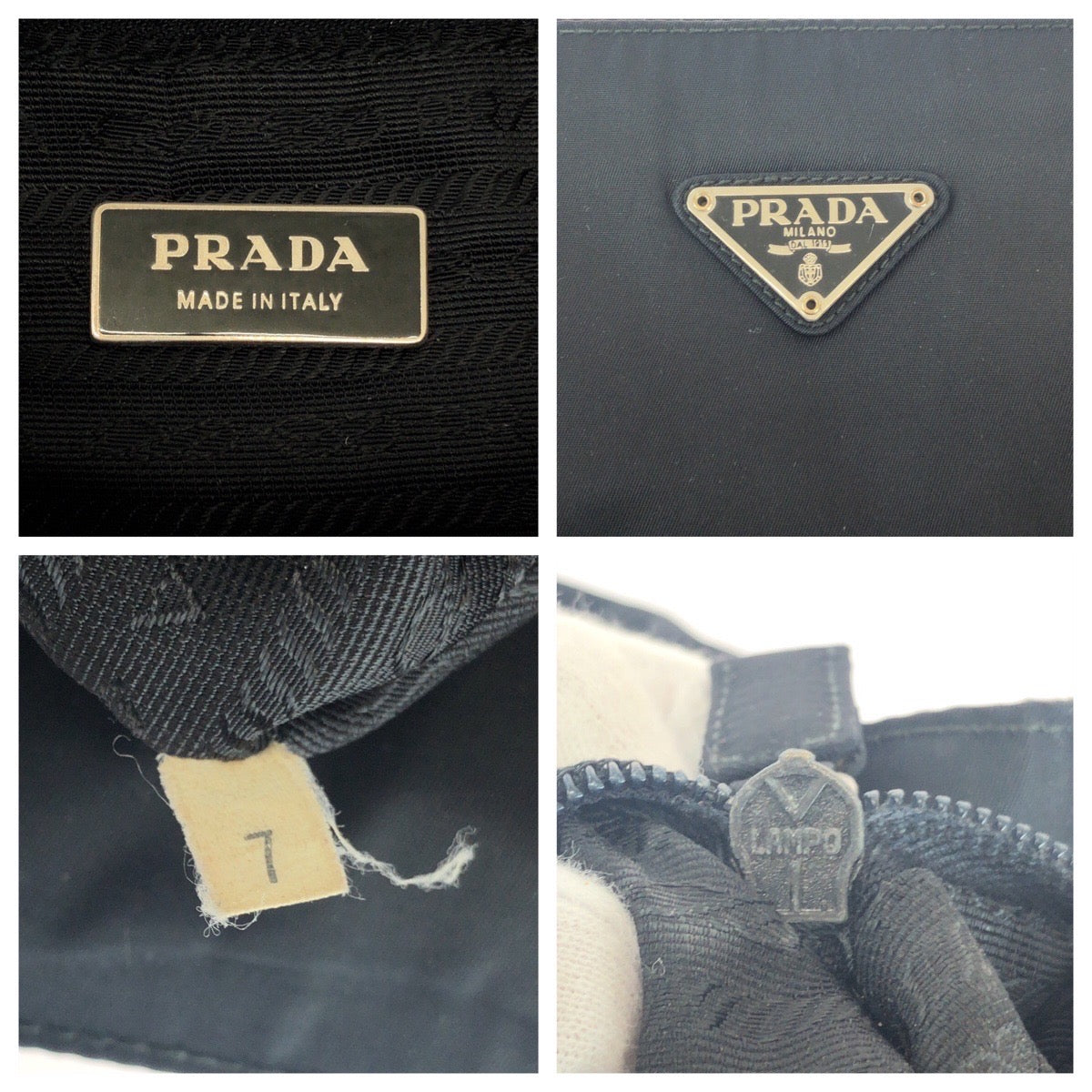 16383
PRADA プラダ テスート 三角ロゴプレート ブラック 黒 シルバー金具 ナイロン トートバッグ ハンドバッグ  レディース