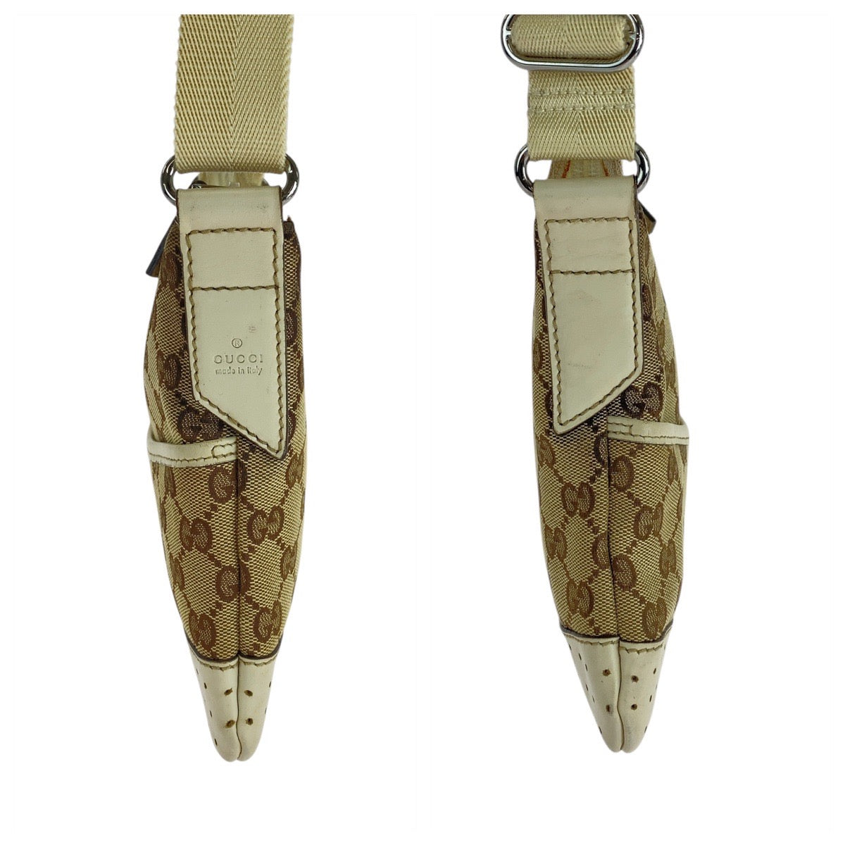 16386
GUCCI グッチ ブラウン アイボリー シルバー金具 GGキャンバス / レザー 147671 ショルダーバッグ ポシェット  レディース AB22