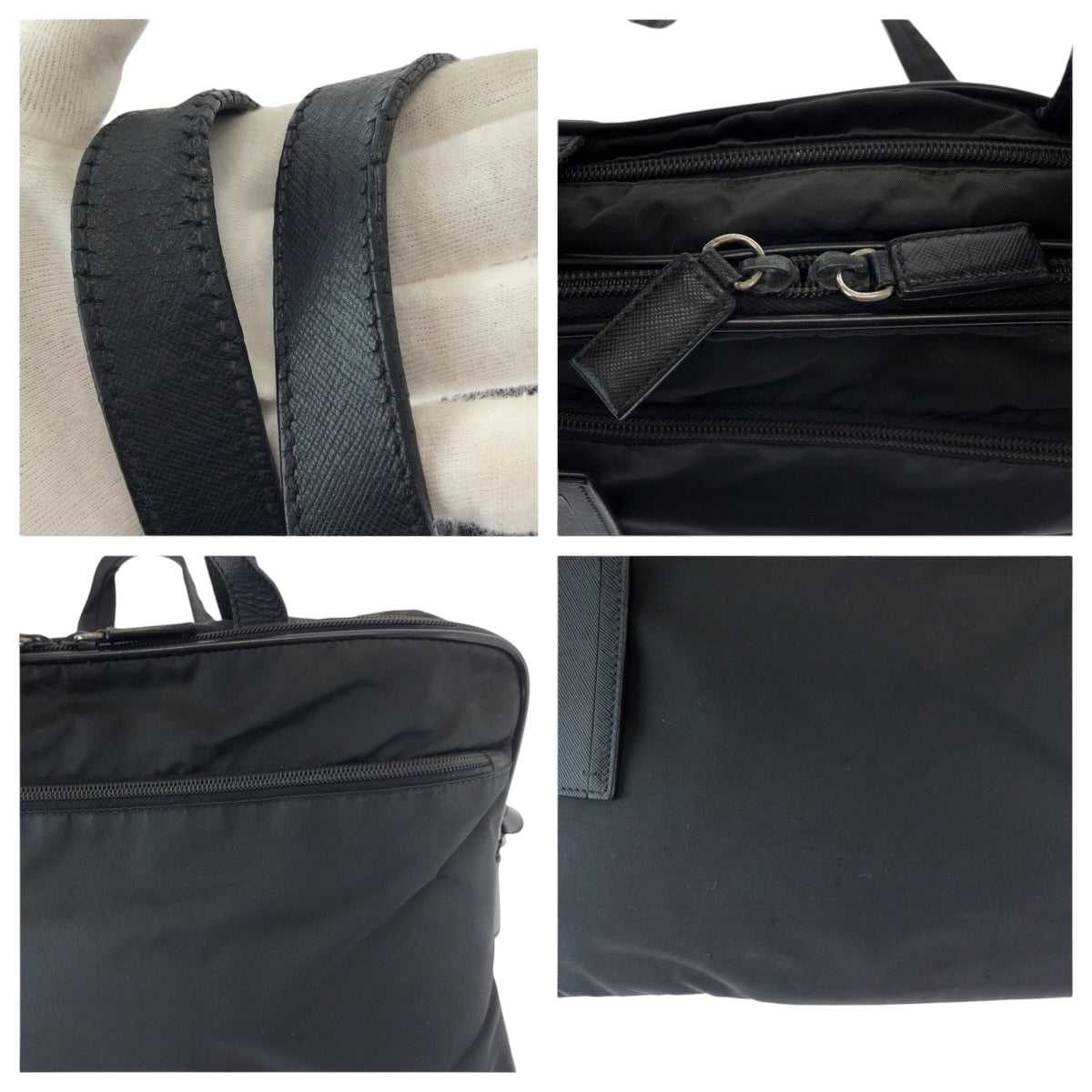 16387
PRADA Tessuto Triangle Logo Plate Black Silver Hardware Nylon V407S Shoulder Bag Business Bag 2-way Men's AB38