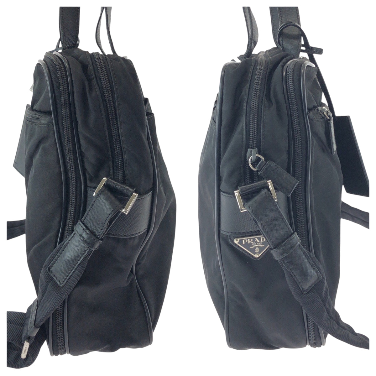 16387
PRADA Tessuto Triangle Logo Plate Black Silver Hardware Nylon V407S Shoulder Bag Business Bag 2-way Men's AB38