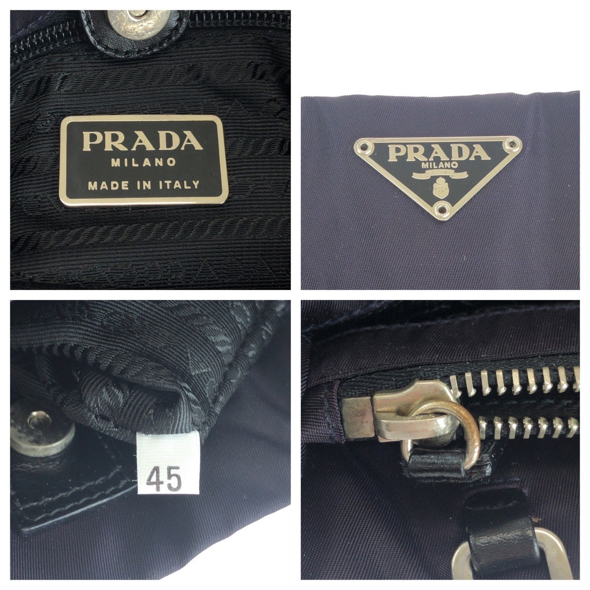 16388
PRADA プラダ テスート 三角ロゴプレート パープル ブラック シルバー金具 ナイロン トートバッグ ハンドバッグ  レディース