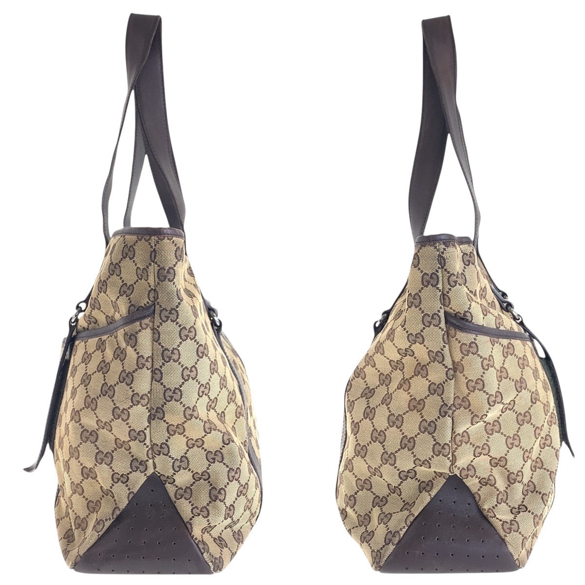16389
GUCCI Beige Brown GG Canvas / Leather 145971 Tote Bag Shoulder Bag Ladies AB26