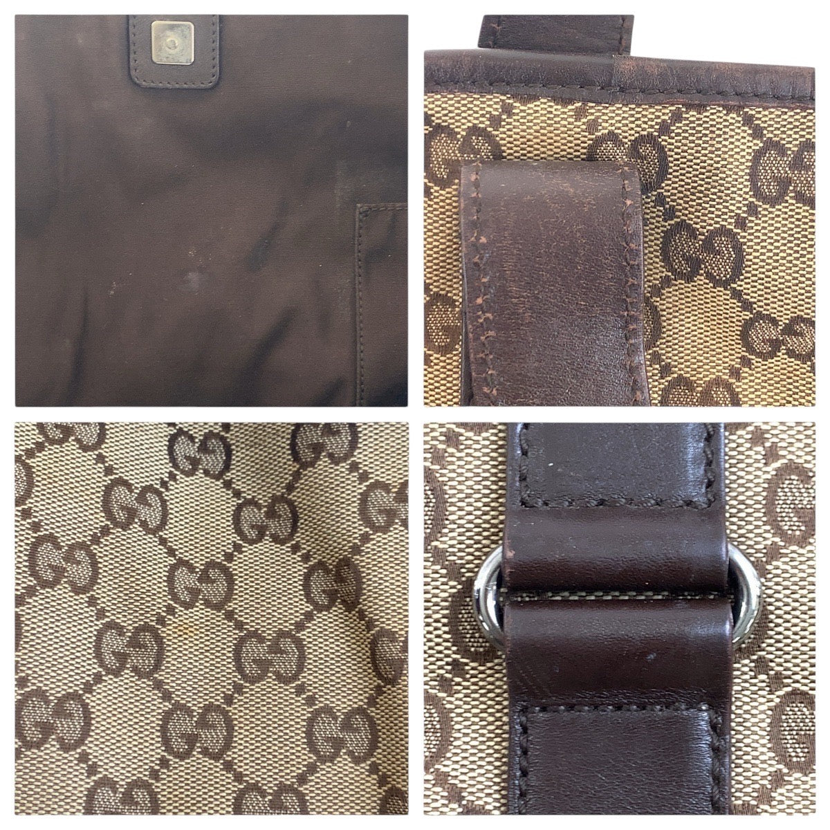 16389
GUCCI Beige Brown GG Canvas / Leather 145971 Tote Bag Shoulder Bag Ladies AB26