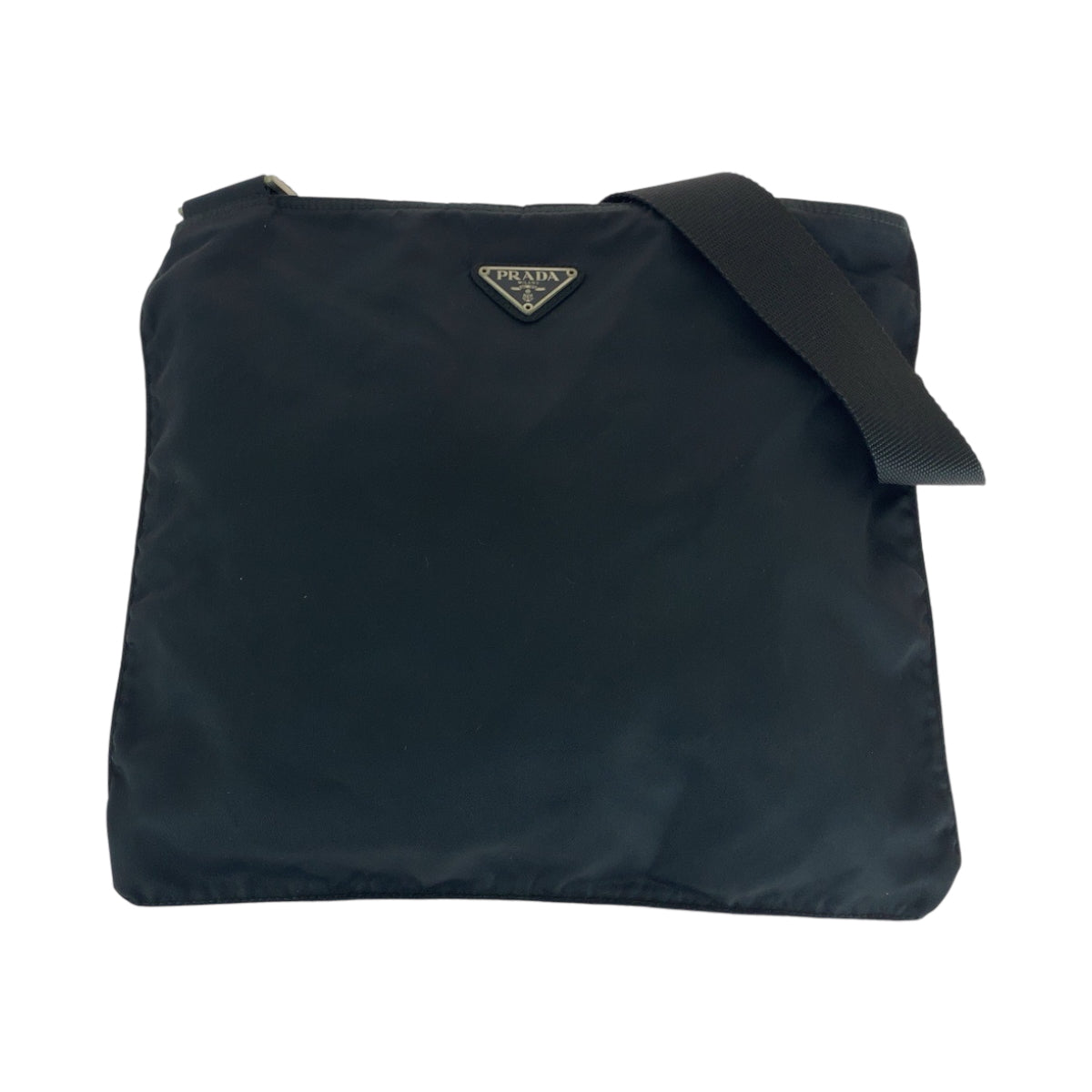 16394
PRADA プラダ テスート 三角ロゴプレート ブラック 黒 シルバー金具 ナイロン ショルダーバッグ ポシェット  メンズ ABP33