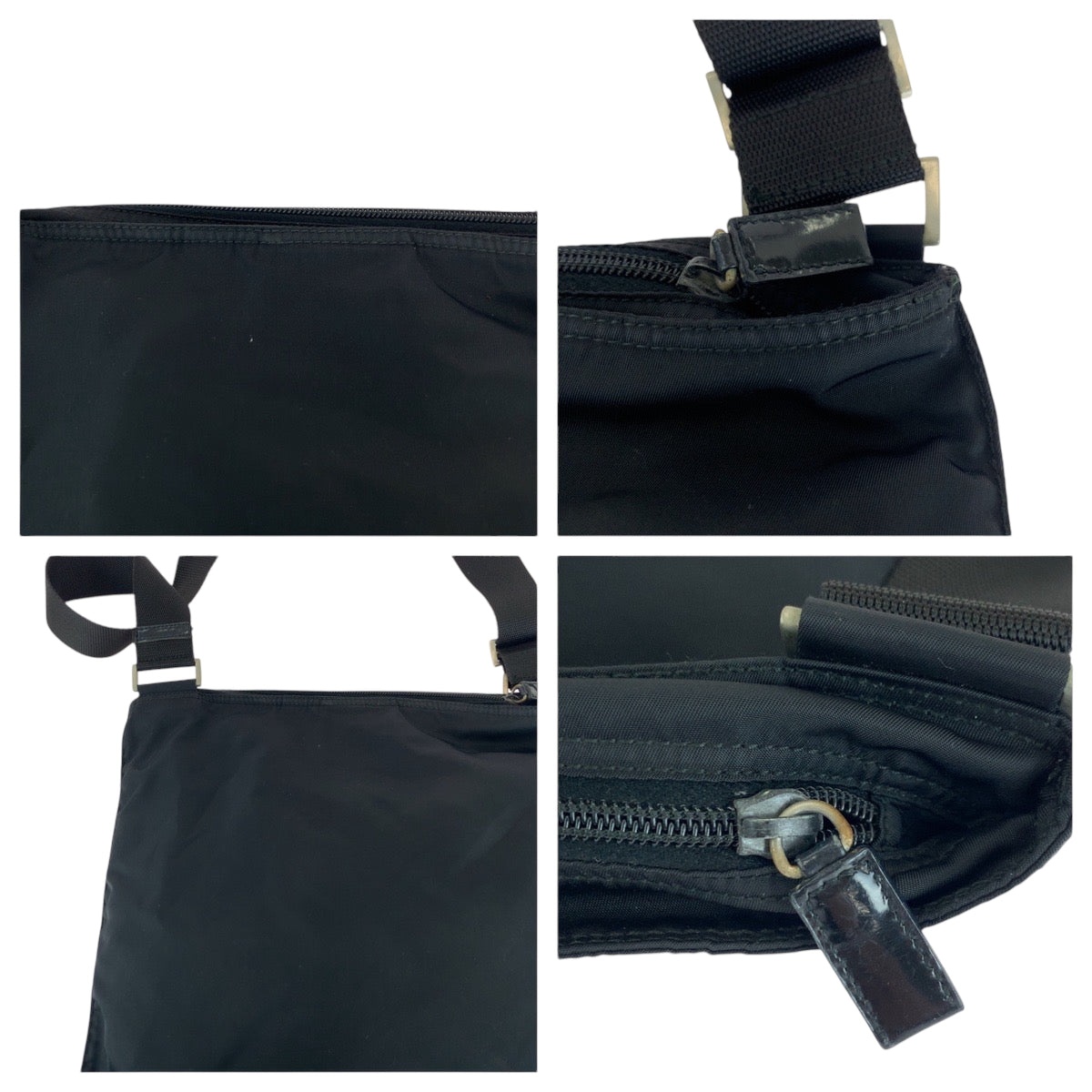 16394
PRADA プラダ テスート 三角ロゴプレート ブラック 黒 シルバー金具 ナイロン ショルダーバッグ ポシェット  メンズ ABP33