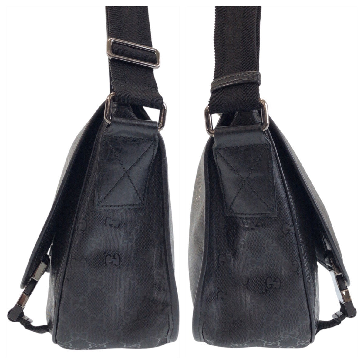 16395
GUCCI グッチ GGインプリメ ブラック 黒 PVC ショルダーバッグ メッセンジャーバッグ  レディース A50