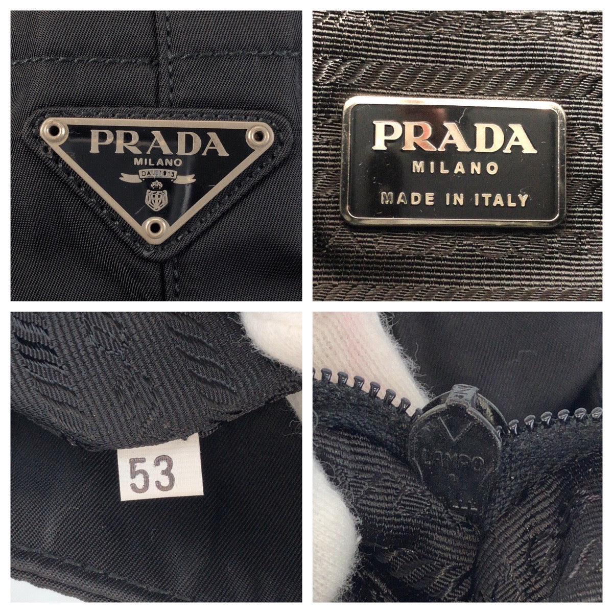 16398
PRADA プラダ テスート 三角ロゴプレート ブラック 黒 シルバー金具 ナイロン / プラスチック トートバッグ ショルダーバッグ  レディース ABP30