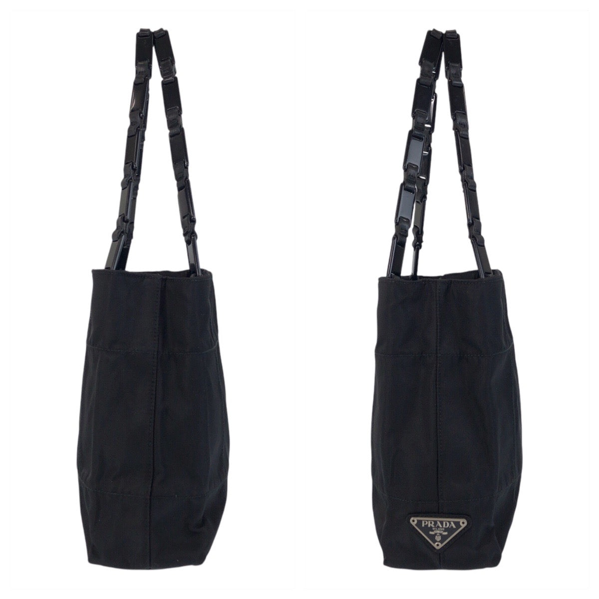 16398
PRADA プラダ テスート 三角ロゴプレート ブラック 黒 シルバー金具 ナイロン / プラスチック トートバッグ ショルダーバッグ  レディース ABP30