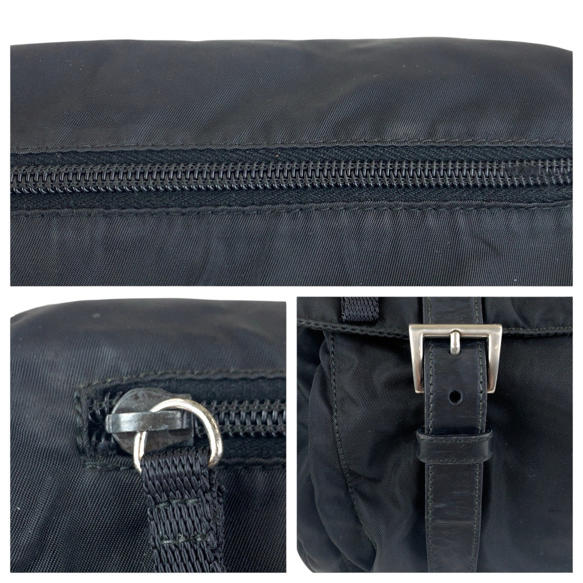 16399
PRADA Tessuto Triangle Logo Plate Black Silver Hardware Nylon 31 Diagonal Shoulder Bag Unisex Women's AB39