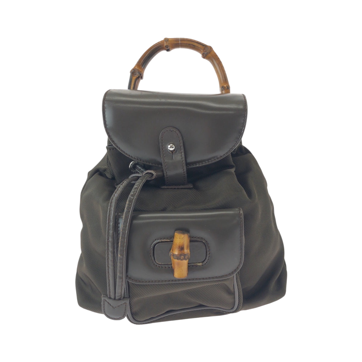 16400
GUCCI Vintage Bamboo Old Gucci Khaki Brown Silver Hardware Nylon 003 2058 Backpack Women's ABP26